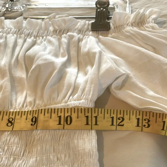 SHEIN White Tight Fit Mini Dress with Poofy Off-Shoulder Short Sleeves, size S - Picture 6 of 11